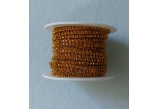 Стразовая цепочка  2 мм SS6 оранжевая в оранжевой оправе, цена за 50 см